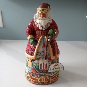 Jim Shore 2007 Bells On Bobtail Ring Santa with Jingle Bells Figurine